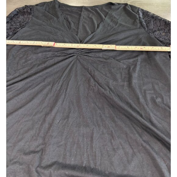 Shein Curve Black Long Sleeve Top With Lace Details & Ruched Front Size 4XL - Picture 6 of 8